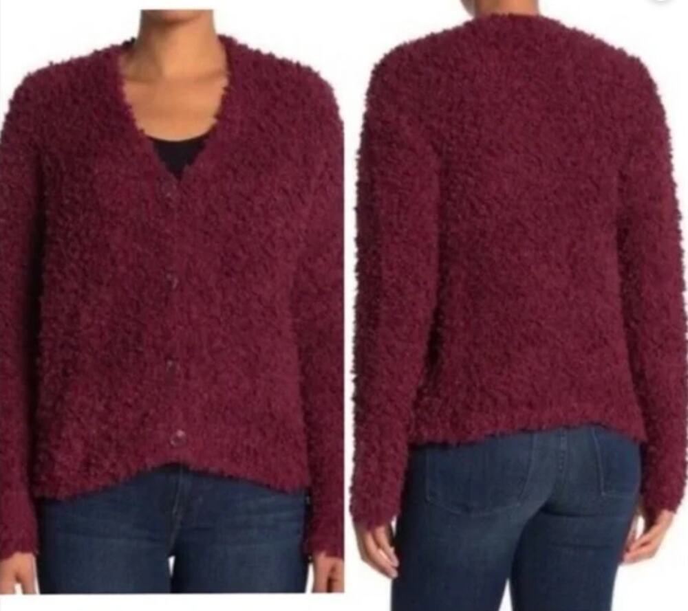 Red RXB Boucle Knit Cardigan Sweater